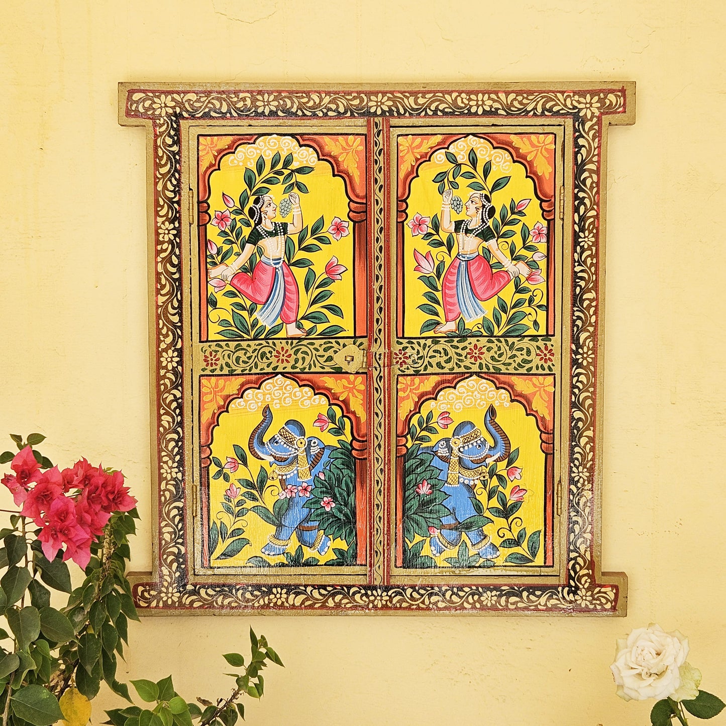 Indian Folk Art Wooden Window