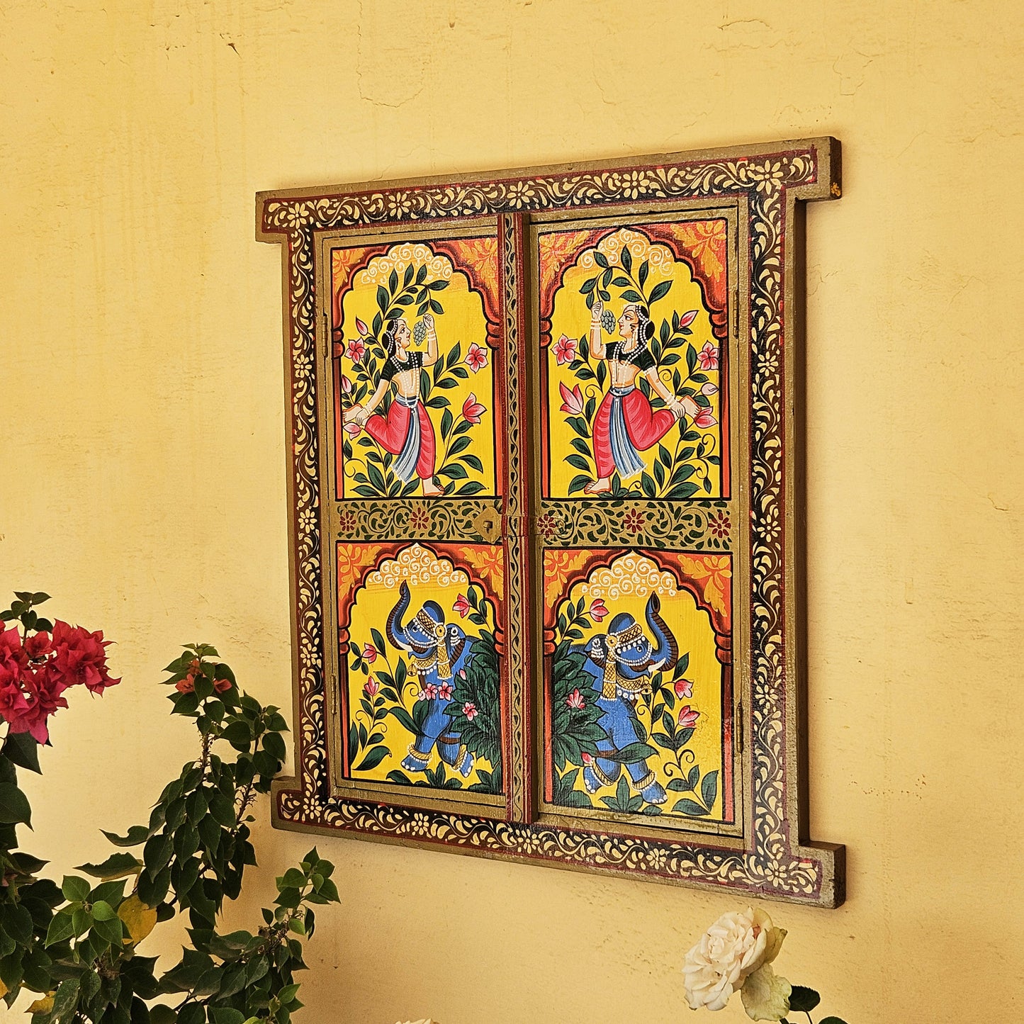 Indian Folk Art Wooden Window