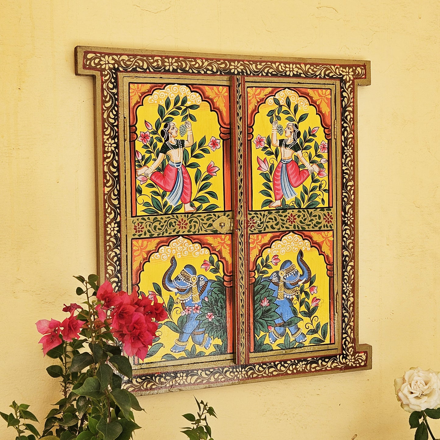 Indian Folk Art Wooden Window