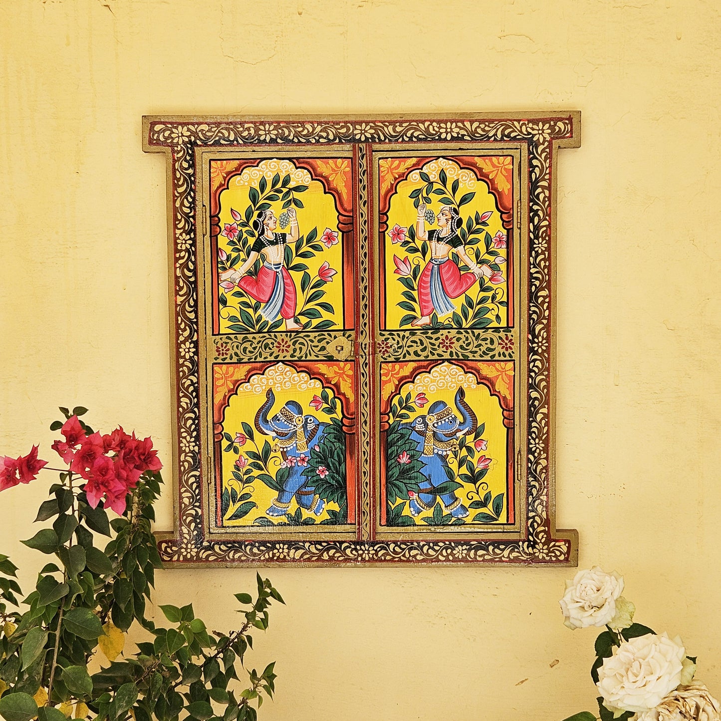 Indian Folk Art Wooden Window