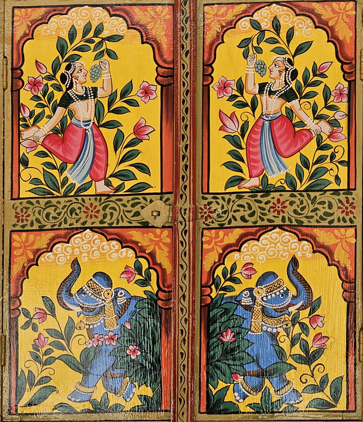 Indian Folk Art Wooden Window