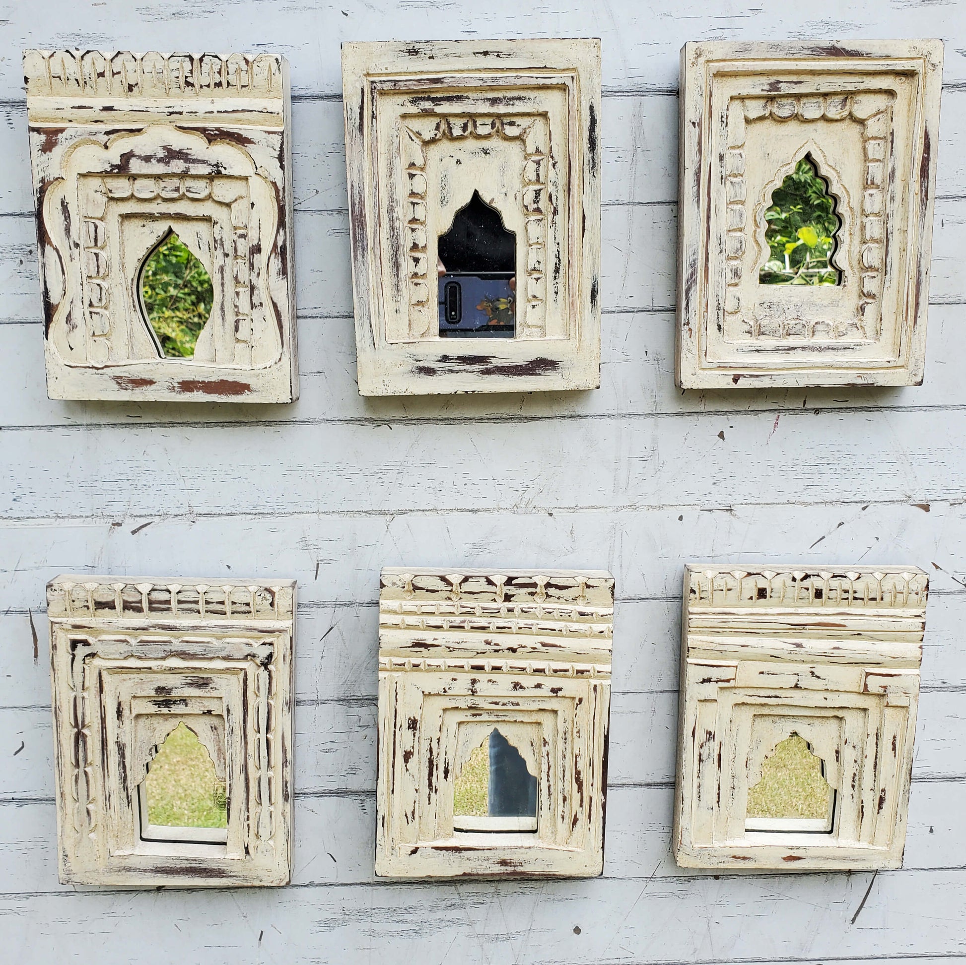 Wooden Frame with White Distressed Finish