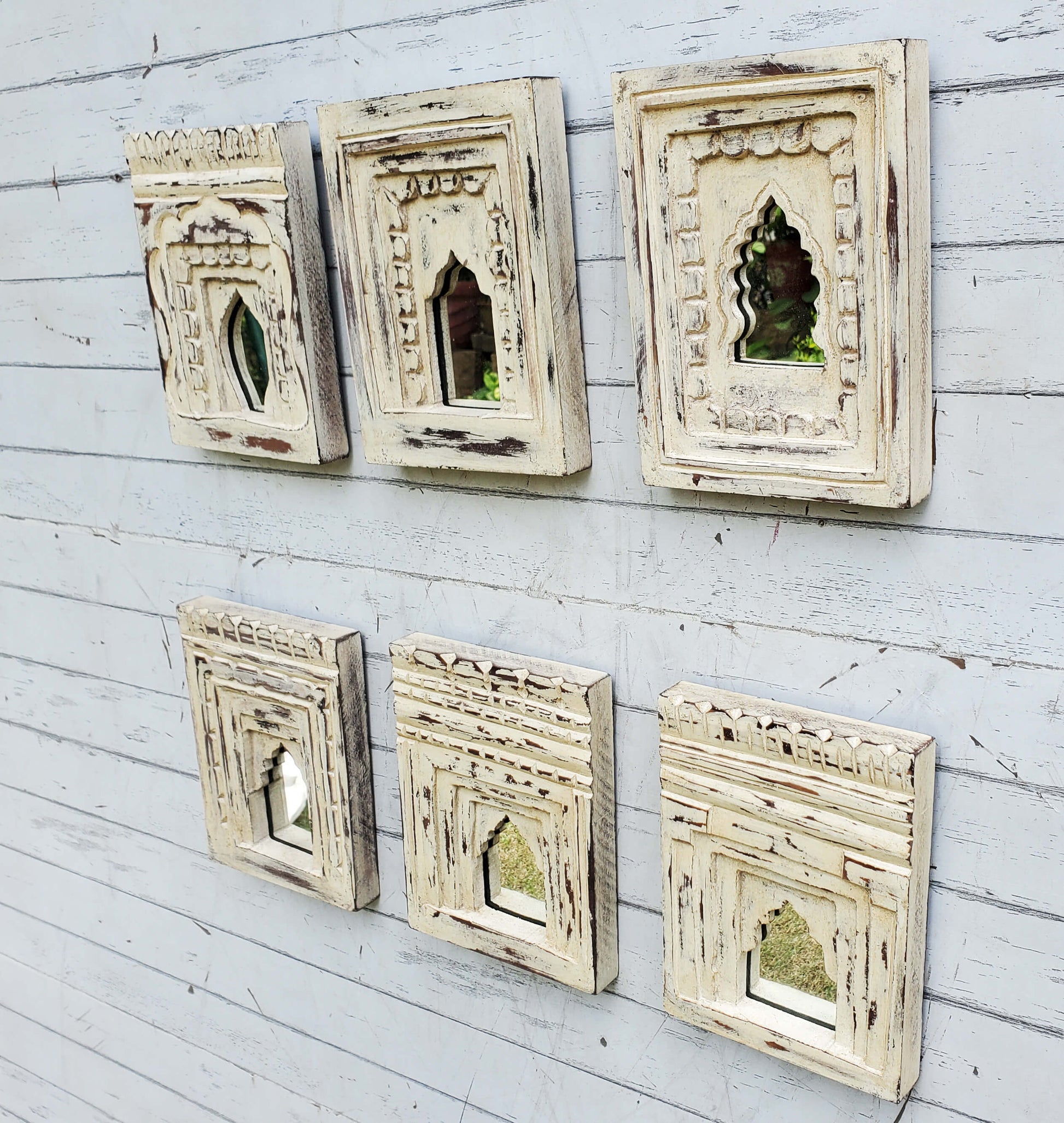 Wooden Frame with White Distressed Finish