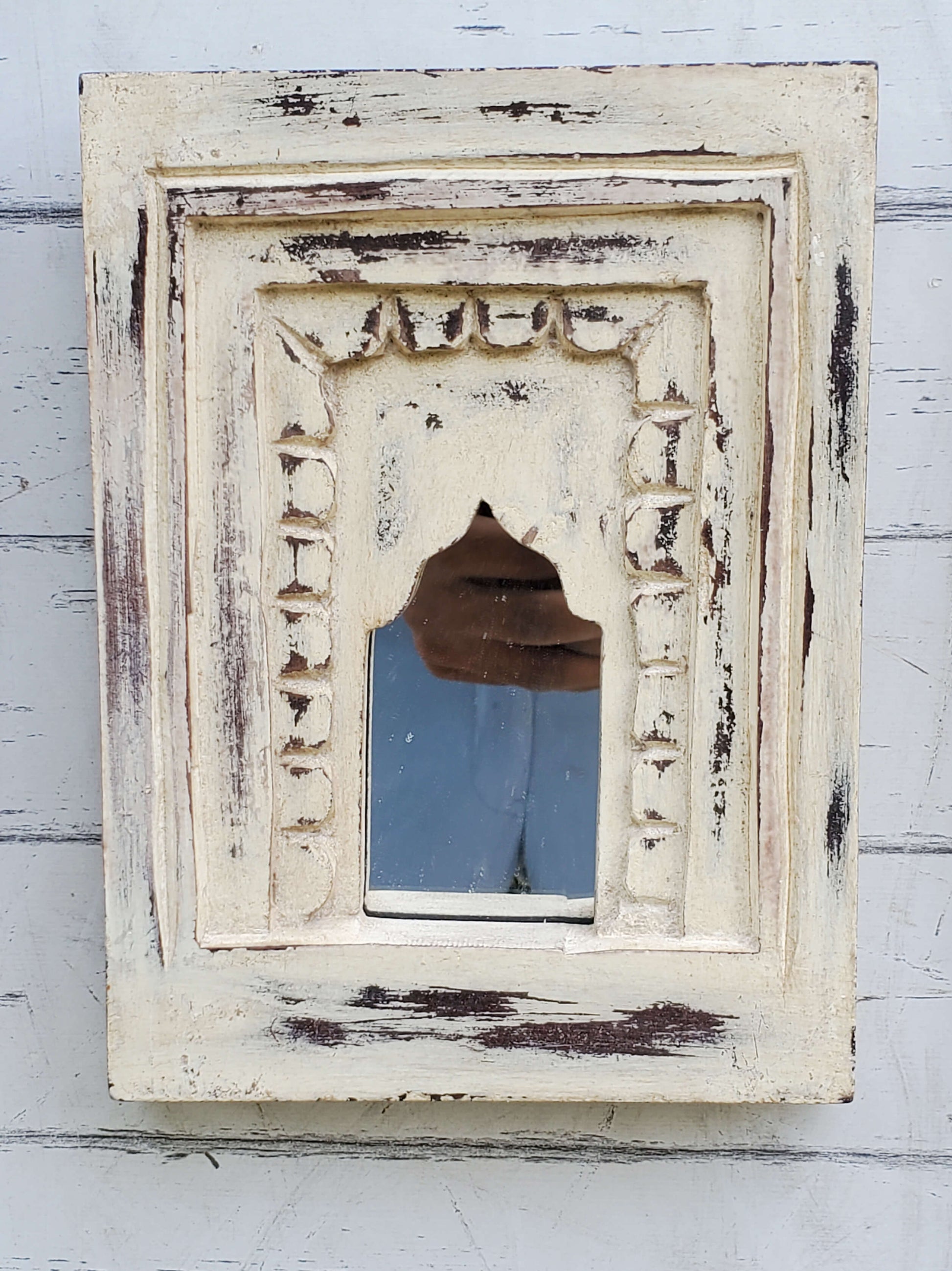 Wooden Frame with White Distressed Finish