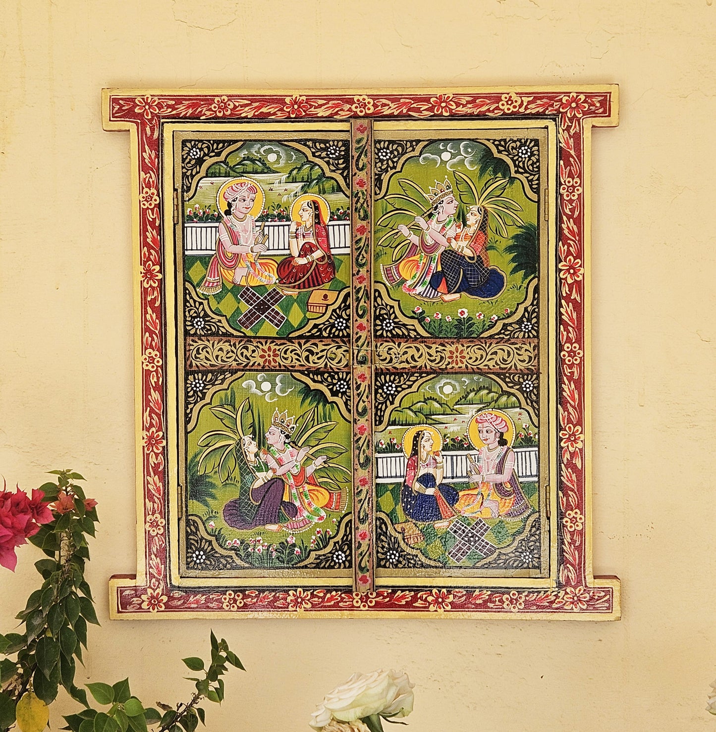 Indian Folk Art Wooden Window