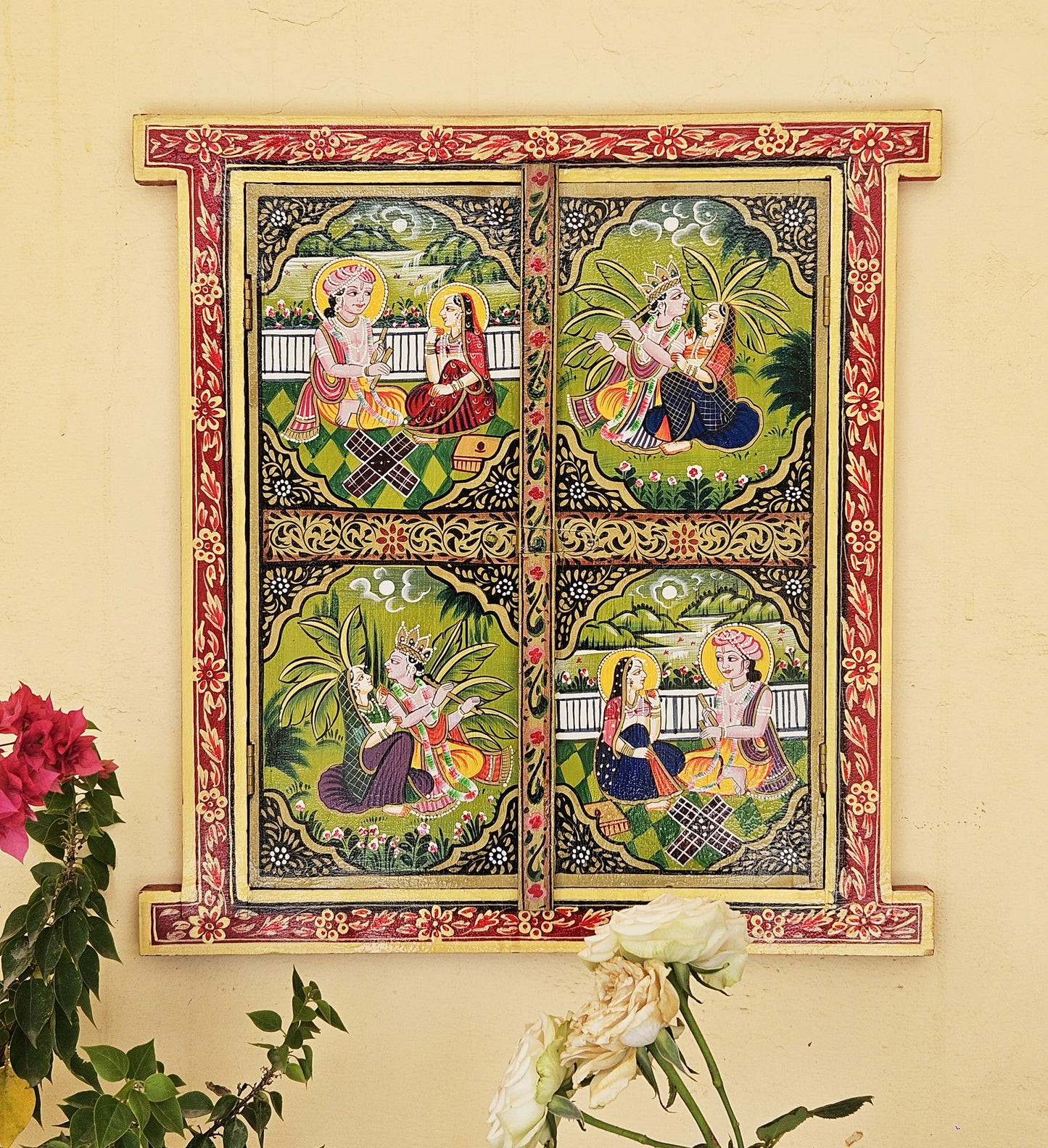 Indian Folk Art Wooden Window