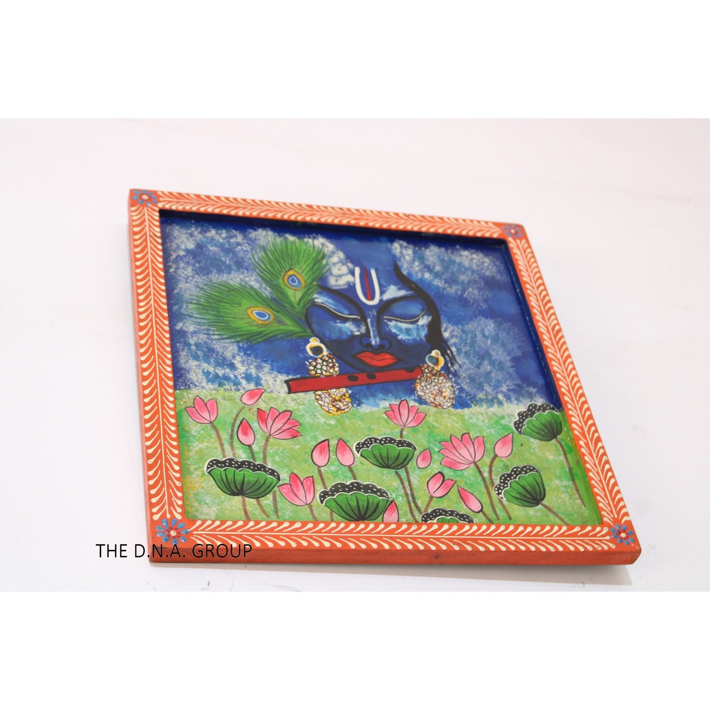 Wooden Hand Painted Radha And Kinq Queen Painting