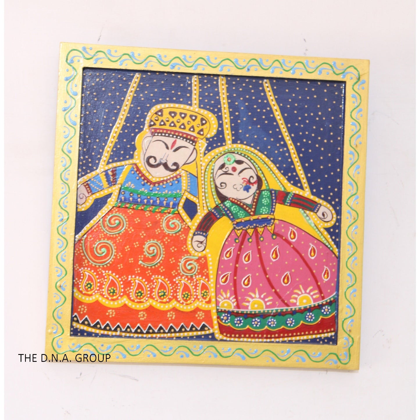Wooden Hand Painted Radha And Kinq Queen Painting