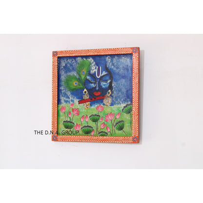 Wooden Hand Painted Radha And Kinq Queen Painting