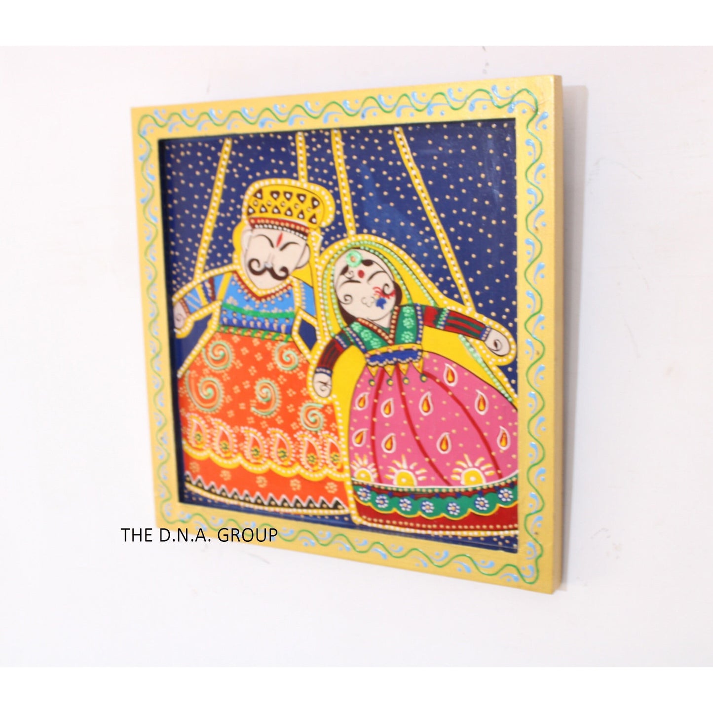 Wooden Hand Painted Radha And Kinq Queen Painting