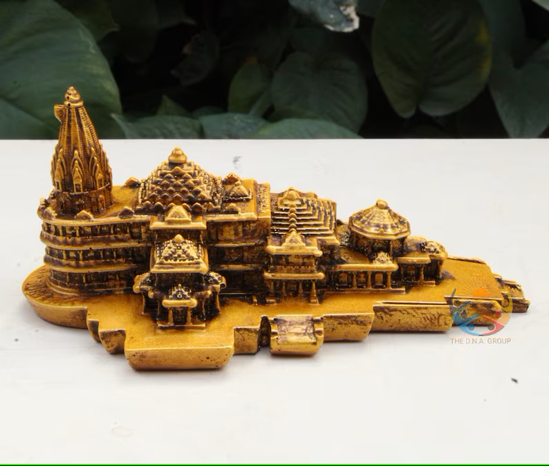 Ram Mandir Ayodhya 3D Model Temple Ram Janmabhoomi Hindu Mandir Replica Rama Lalla Miniature Shrine Gift-Car Dashboard-Free Delivery