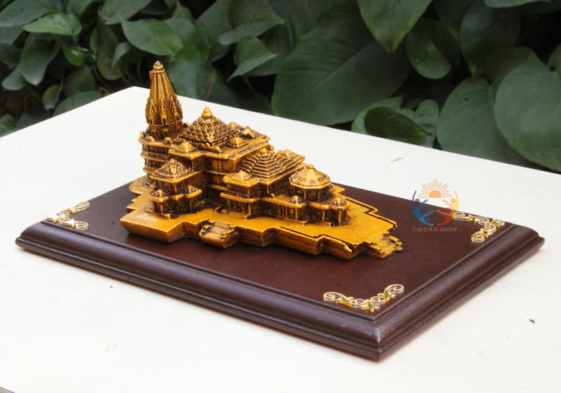 Ram Mandir Ayodhya 3D Model Temple Ram Janmabhoomi Hindu Mandir Replica Rama Lalla Miniature Shrine Gift-Car Dashboard-Free Delivery