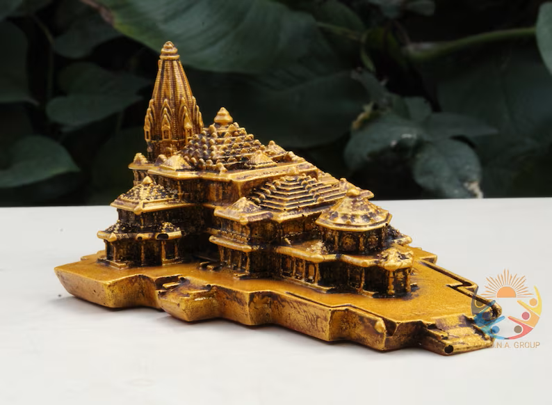 Ram Mandir Ayodhya 3D Model Temple Ram Janmabhoomi Hindu Mandir Replica Rama Lalla Miniature Shrine Gift-Car Dashboard-Free Delivery