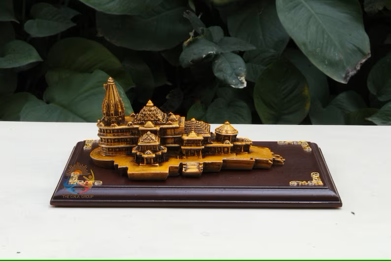 Ram Mandir Ayodhya 3D Model Temple Ram Janmabhoomi Hindu Mandir Replica Rama Lalla Miniature Shrine Gift-Car Dashboard-Free Delivery