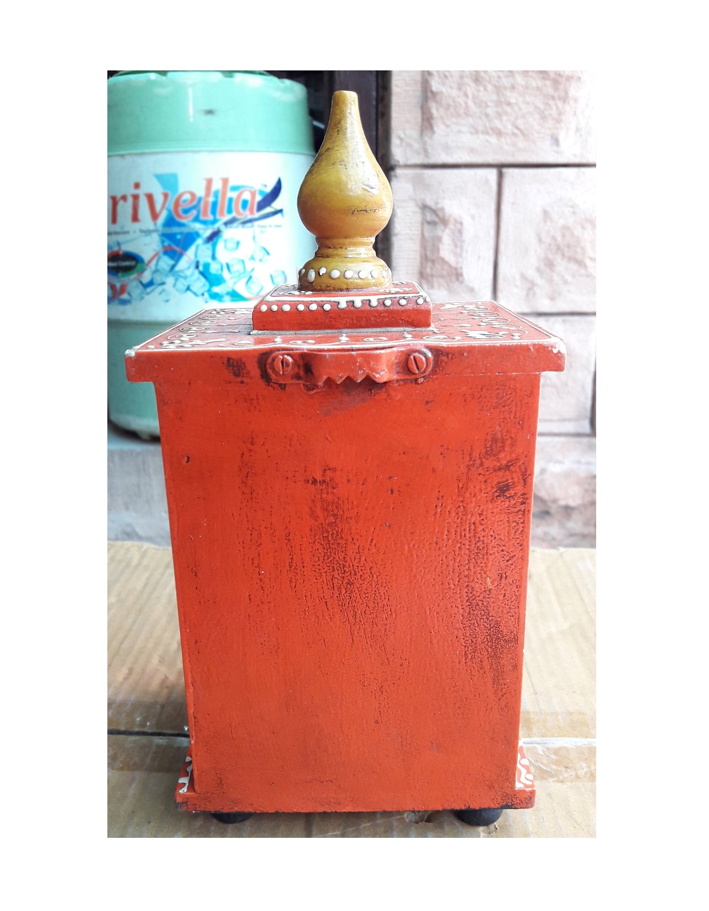 Small Wooden Temple Mandir In "Orange" and "Cooper"