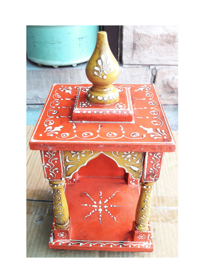 Small Wooden Temple Mandir In "Orange" and "Cooper"