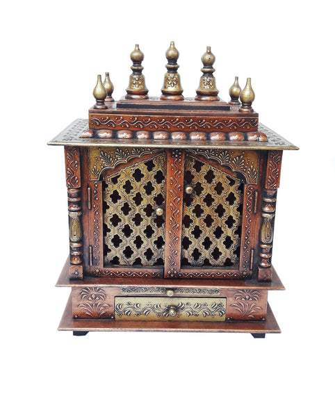 Copper with vintage feel Wooden Temple For Home