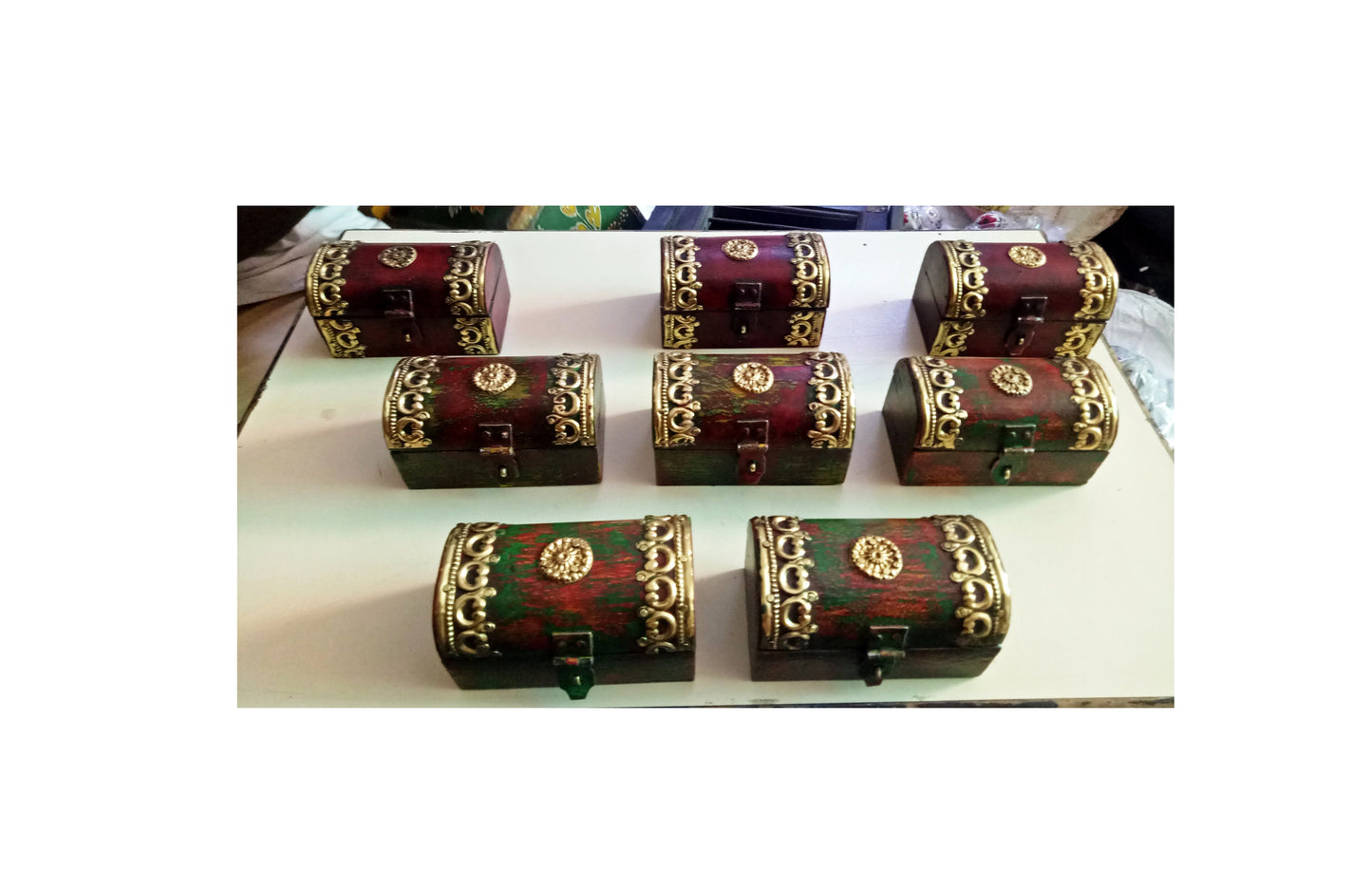 Brass Fitted Trinket Jewelry Box Model 1 ( Lot Of 8 )