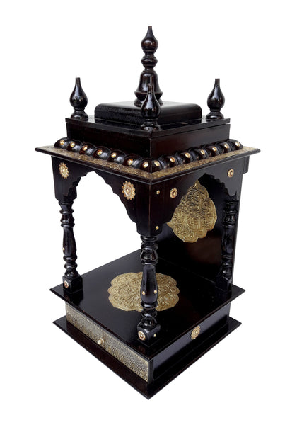 Wooden Temple Wall Mount Small Pooja Mandir Handcrafted Hindu Pooja Ghar Mandap With Gift Home Office Table Decor Art