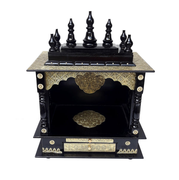 Black Wooden Temple Mandir For Home Wooden