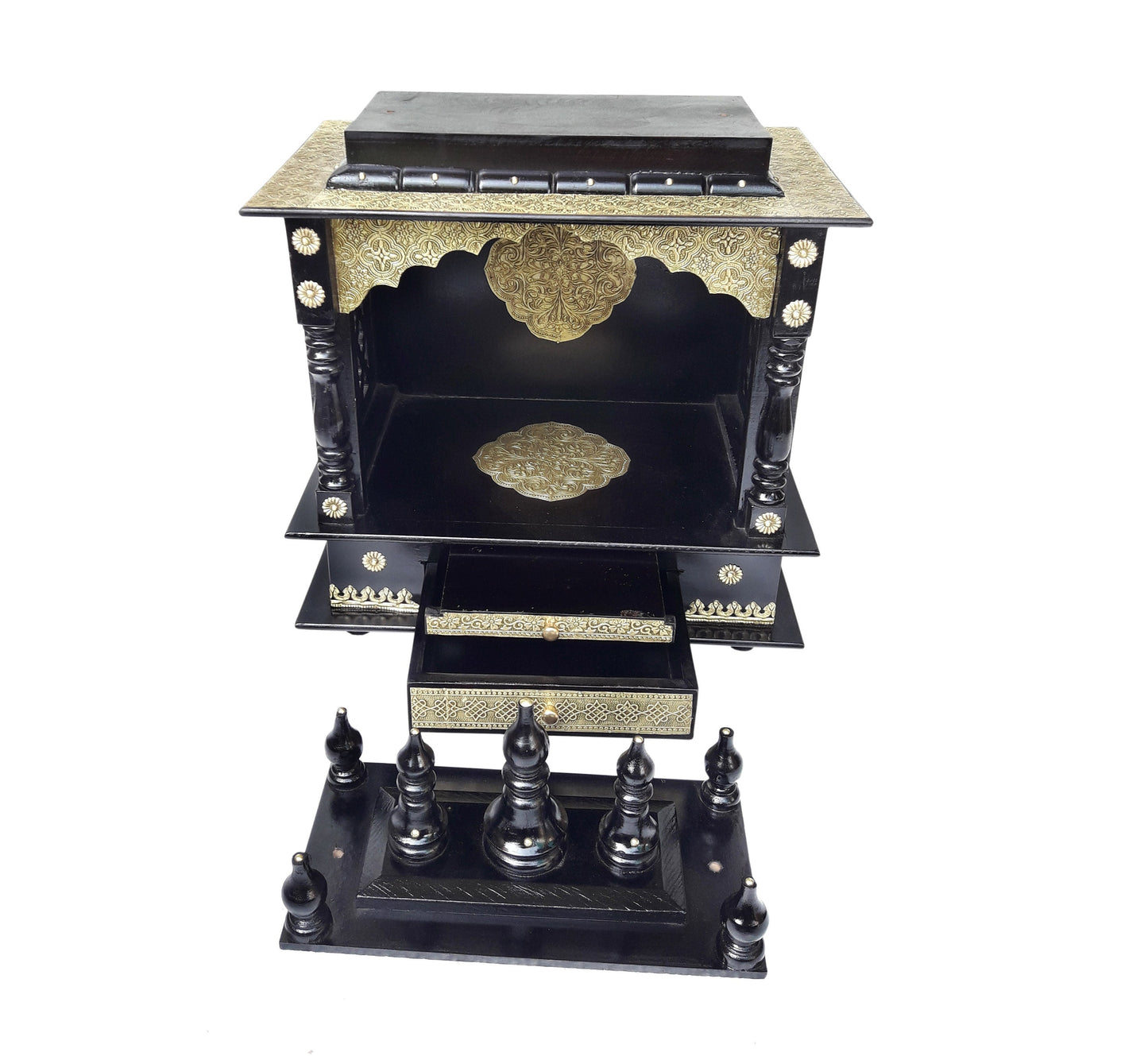 Black Wooden Temple Mandir For Home Wooden
