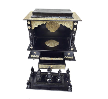 Black Wooden Temple Mandir For Home Wooden