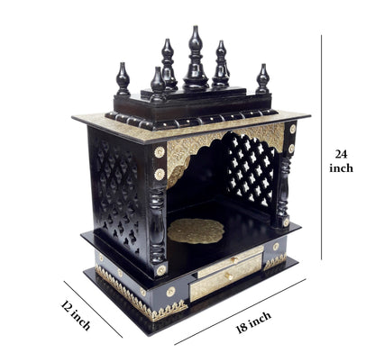 Black Wooden Temple Mandir For Home Wooden