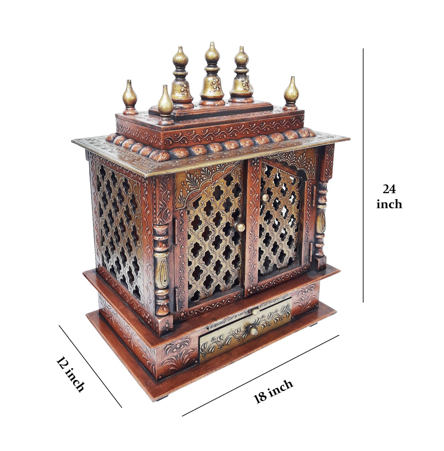 Copper with vintage feel Wooden Temple For Home