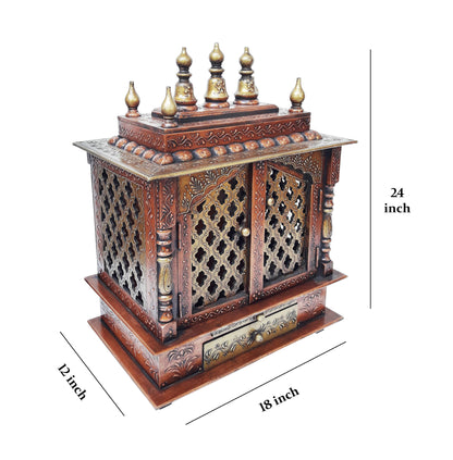 Copper with vintage feel Wooden Temple For Home