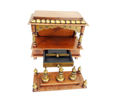 Wooden Temple Copper Hindu Pooja Mdf