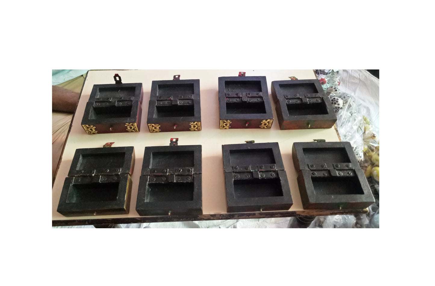 Brass Fitted Trinket Jewelry Box Model 1 ( Lot Of 8 )