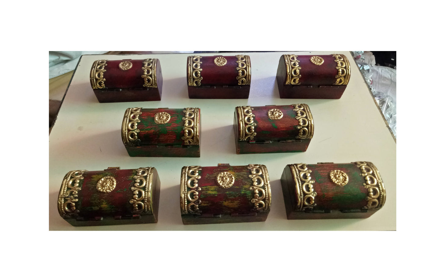 Brass Fitted Trinket Jewelry Box Model 1 ( Lot Of 8 )