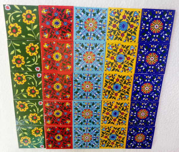 3x3" Ceramic Tiles, Hand Painted Floral