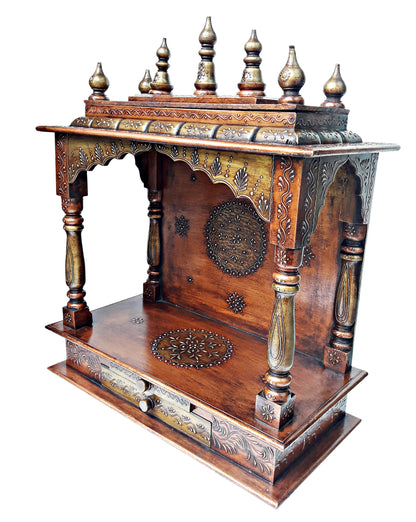 Handmade Copper Wooden Temple Mandir