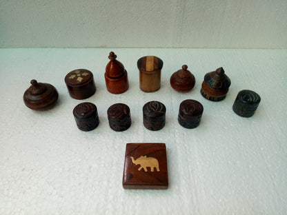 Wooden Handmade Engraved Trinket Jewelry Model 1( Lot Of 12
