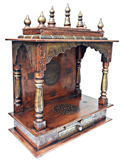 Handmade Copper Wooden Temple Mandir