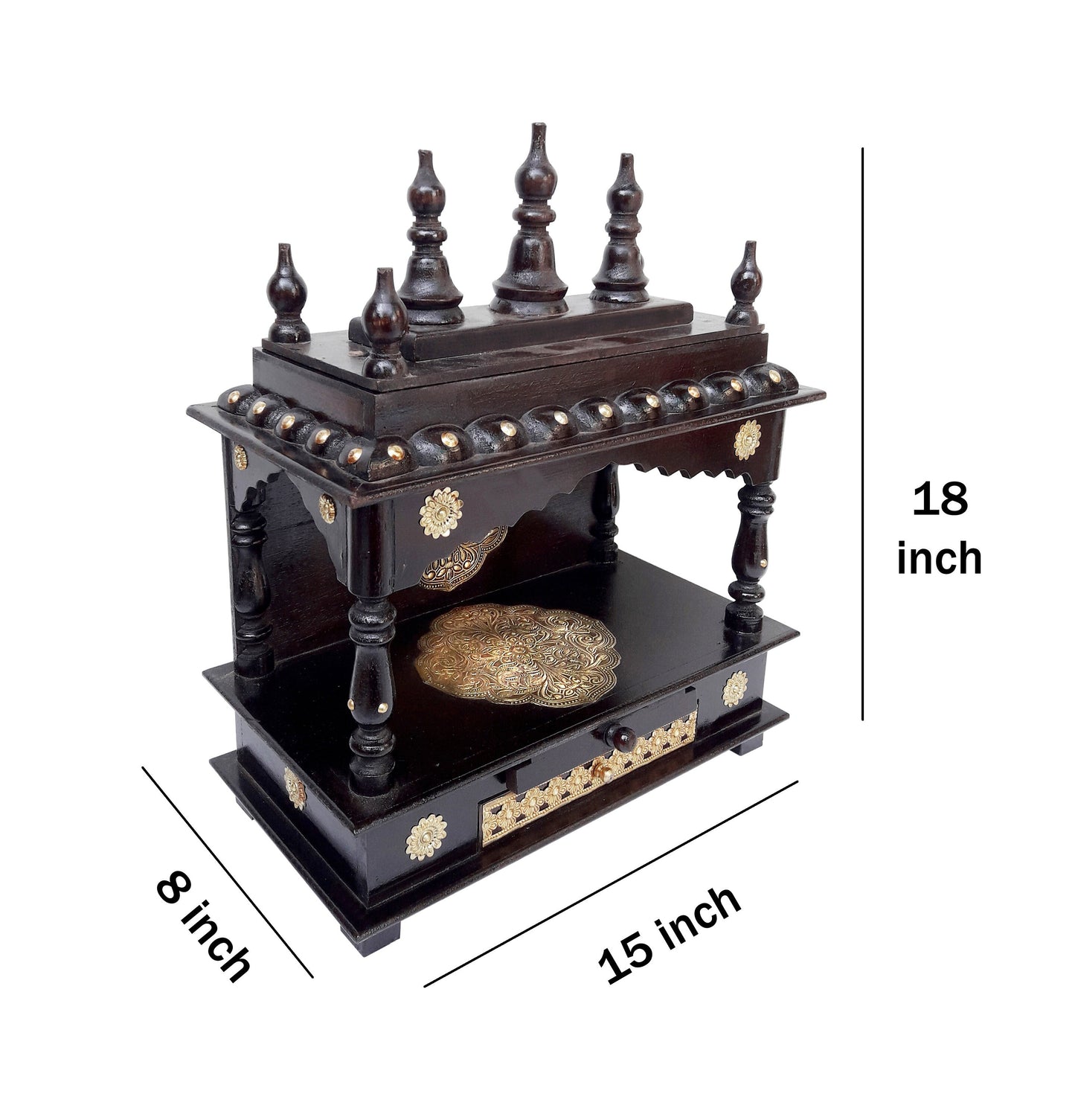 Wooden Temple Mandir Handcrafted Brass Wooden