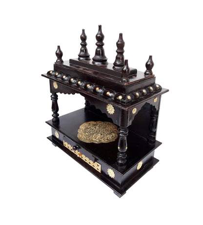 Wooden Temple Mandir Handcrafted Brass Wooden
