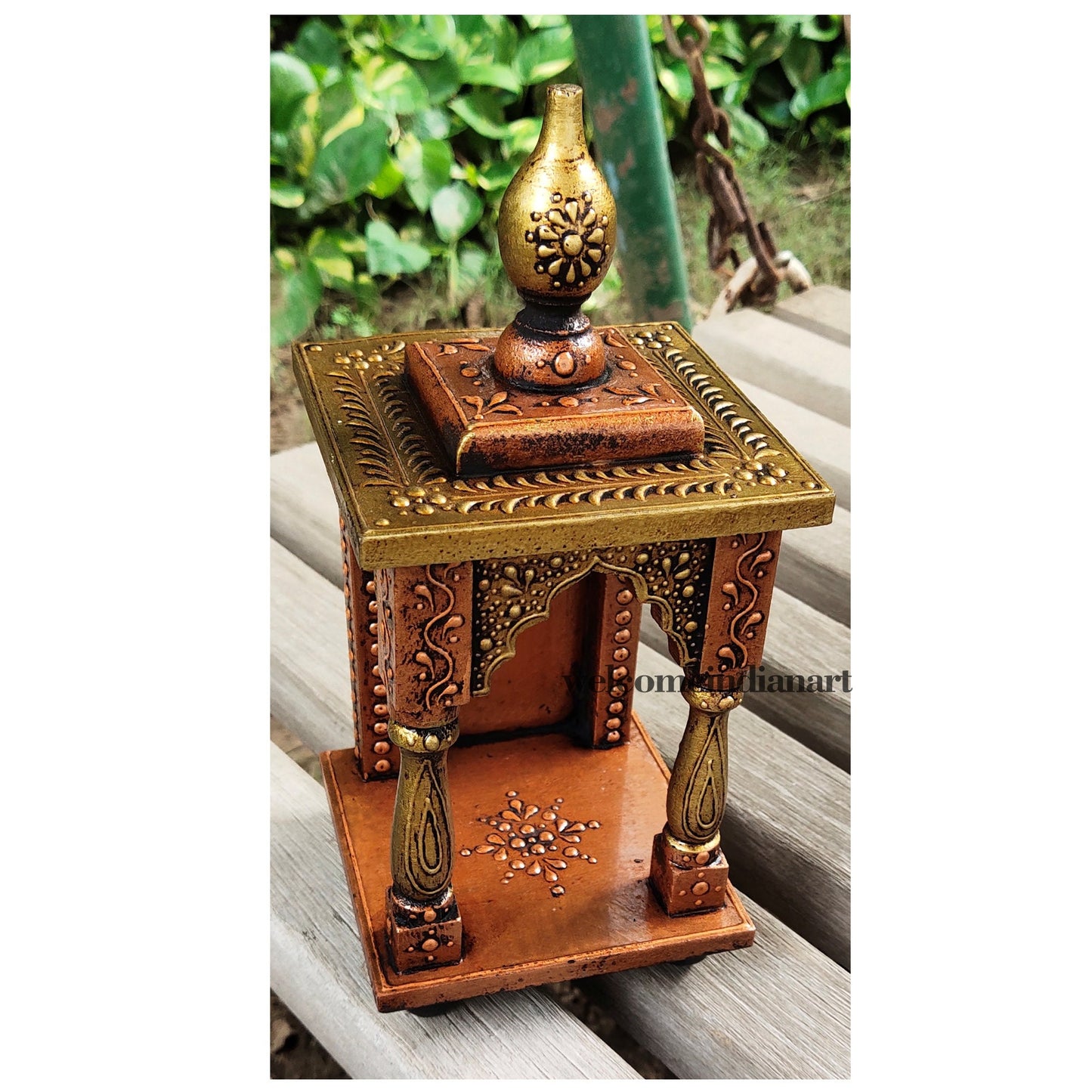 Handcrafted Copper Wooden Temple Mandir