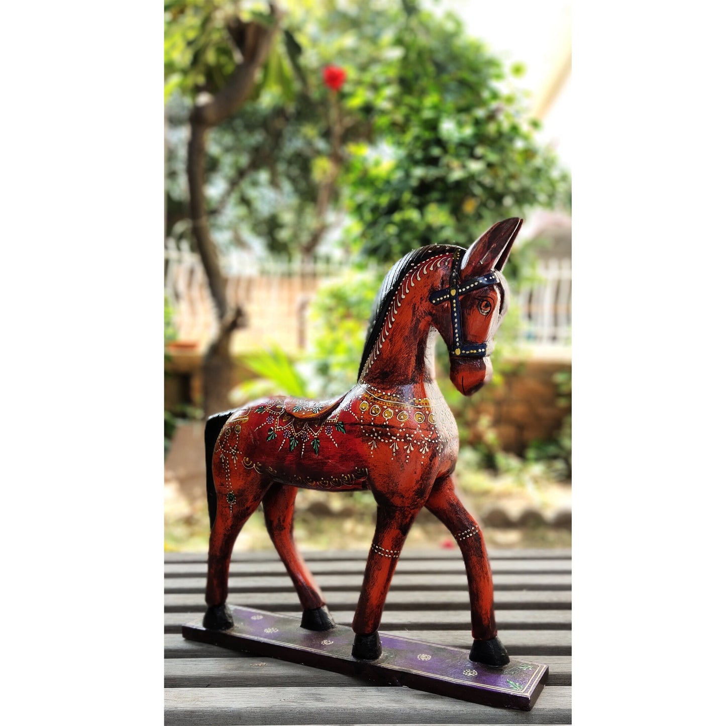 Wooden Hand Painted Animal Statue Horse