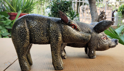 Wooden Pig Statue Wood Figurine Model 1 :-