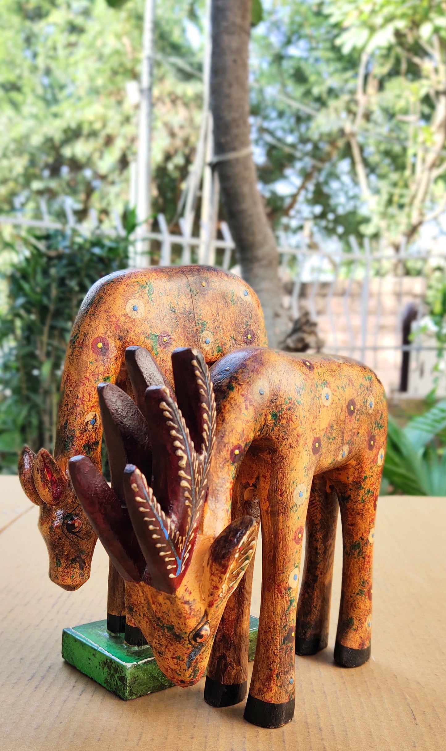 Cute Wooden Reindeer Deer Statues Model 1
