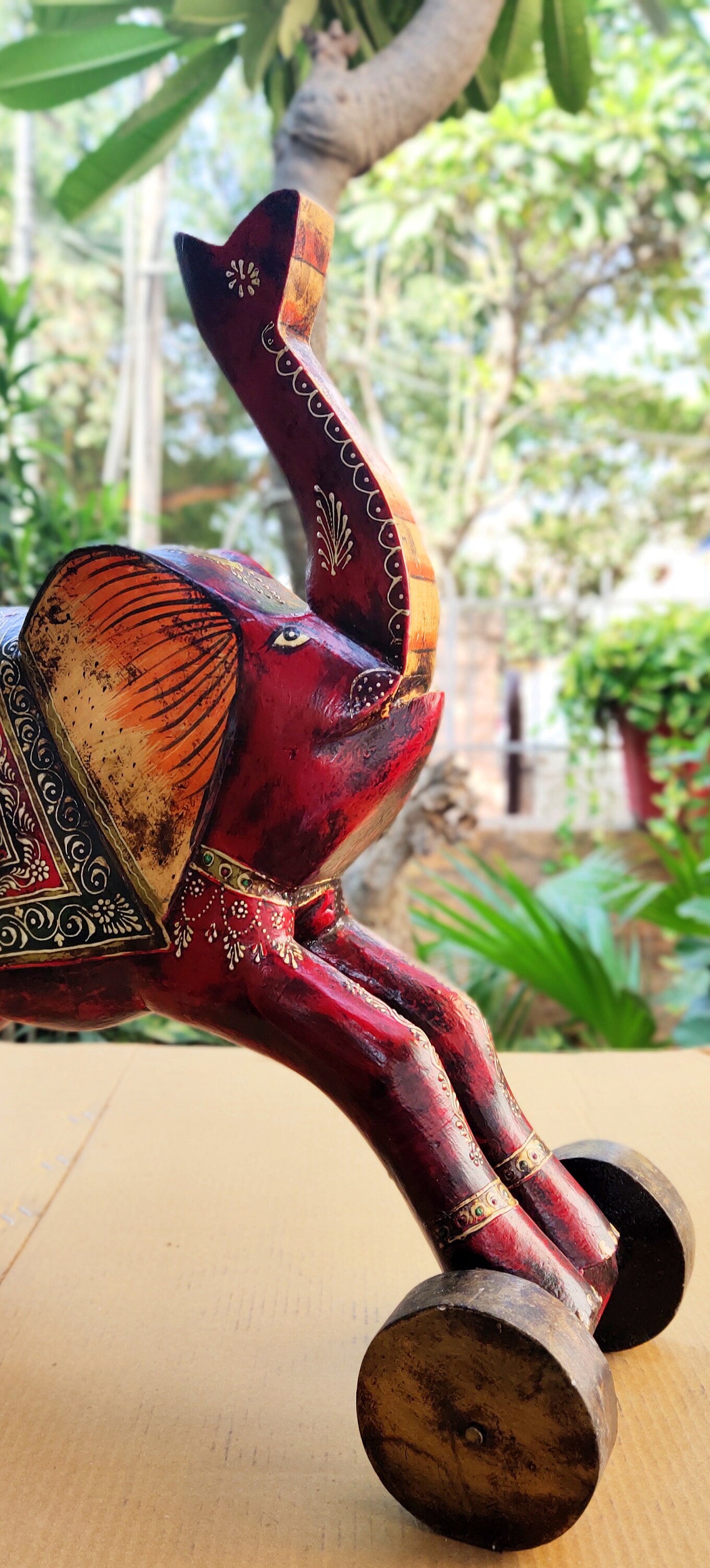 Old Recycled Wooden Elephant Artisan Model 1
