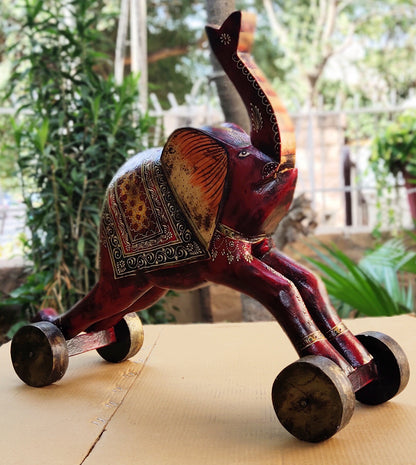 Old Recycled Wooden Elephant Artisan Model 1