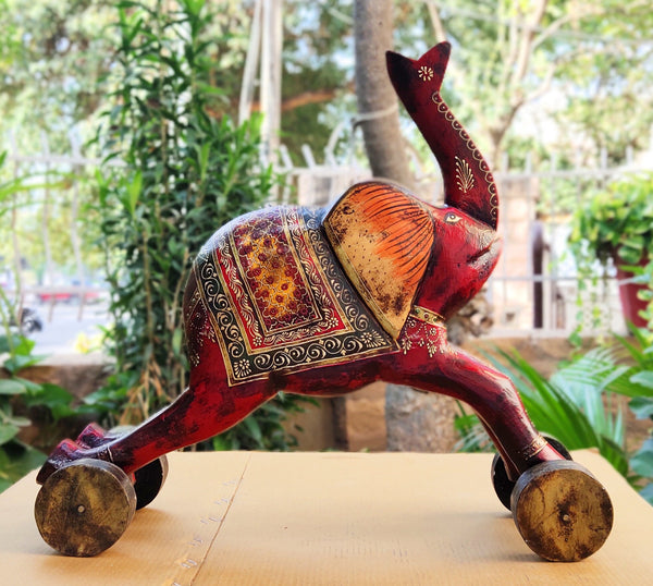 Old Recycled Wooden Elephant Artisan Model 1