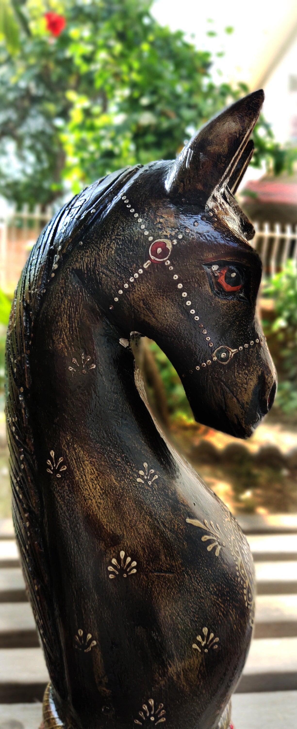 Wooden Hand Carved Horse Bookends Model 1