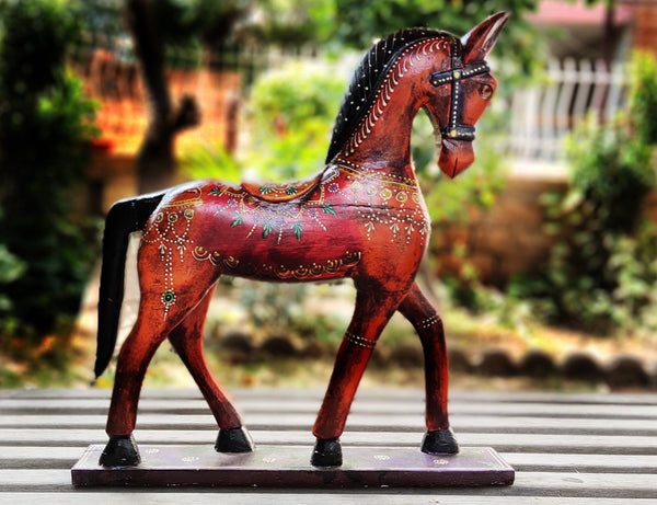 Wooden Hand Painted Animal Statue Horse