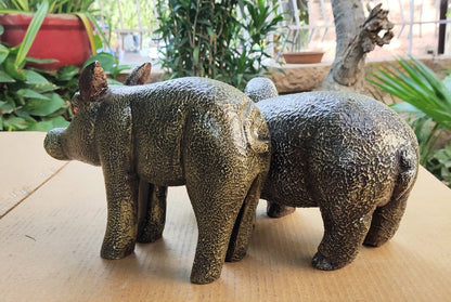 Wooden Pig Statue Wood Figurine Model 1 :-