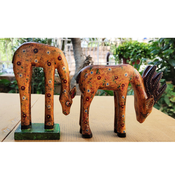 Cute Wooden Reindeer Deer Statues Model 1