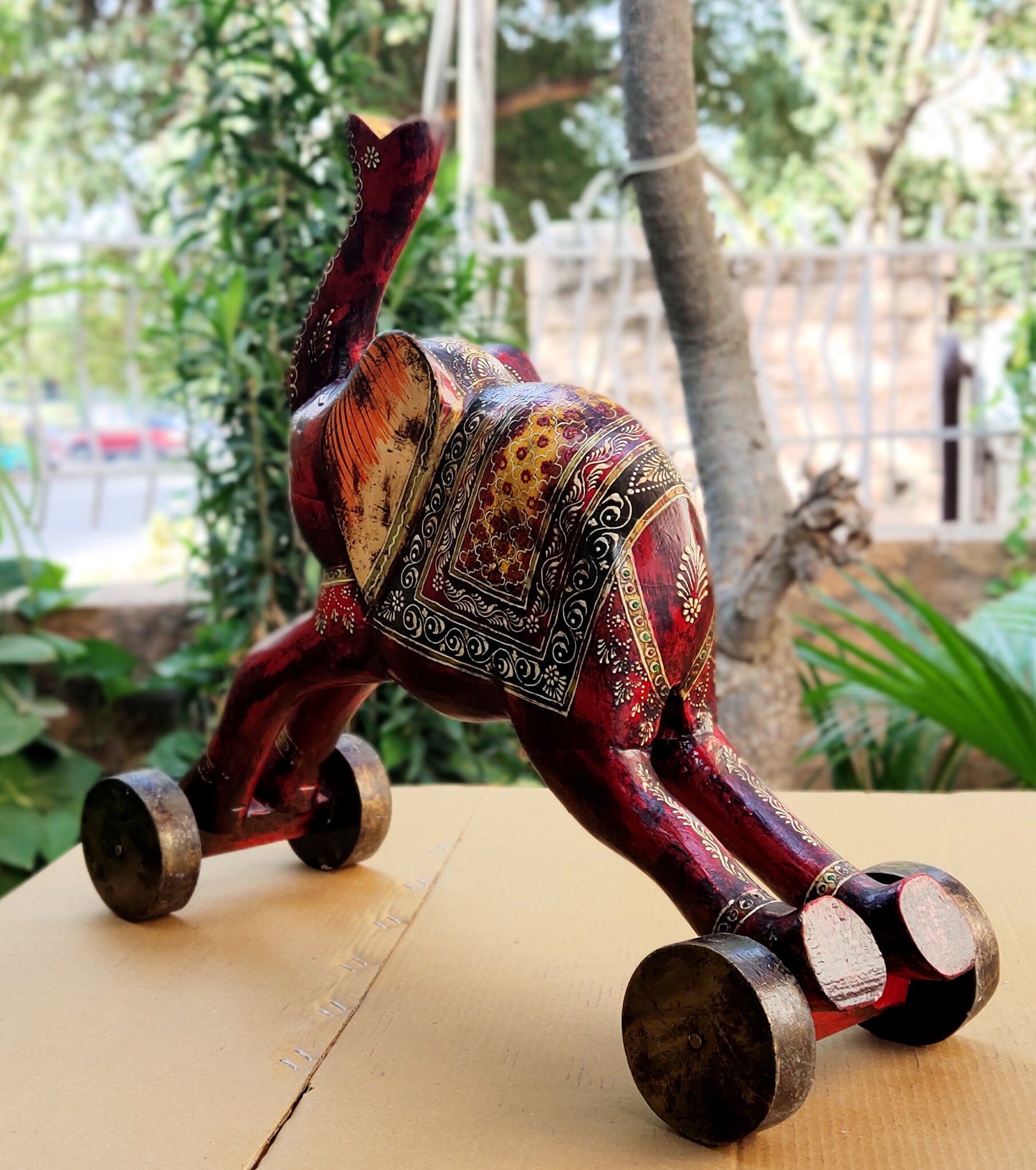 Old Recycled Wooden Elephant Artisan Model 1